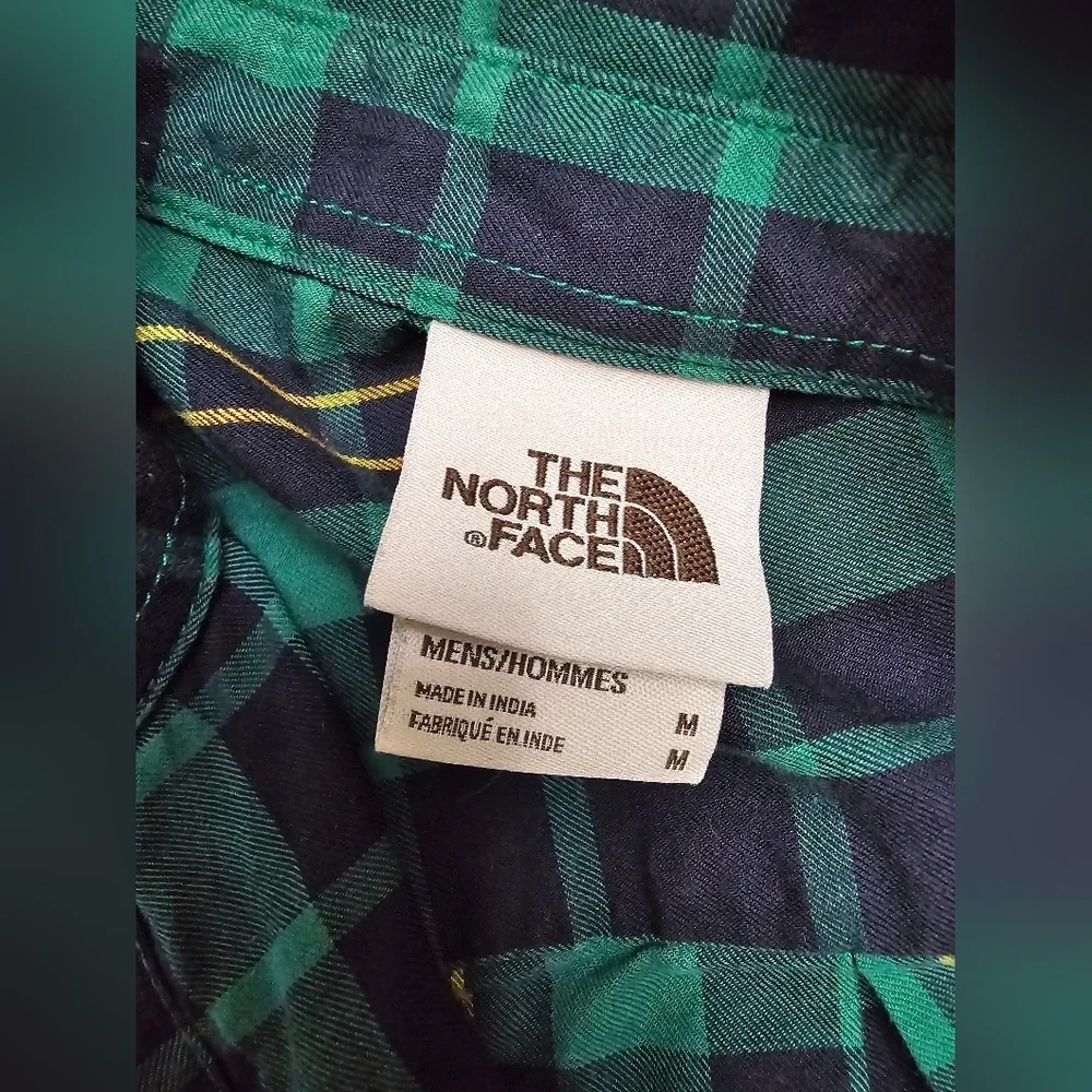The North Face Button Shirt Long Sleeve Plaid Green MEN'S SIZE Medium 1 Pocket
